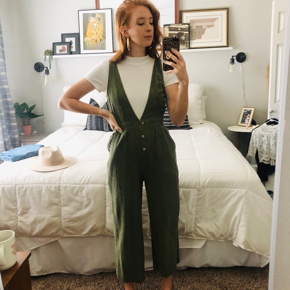 Green Wide Leg Overalls